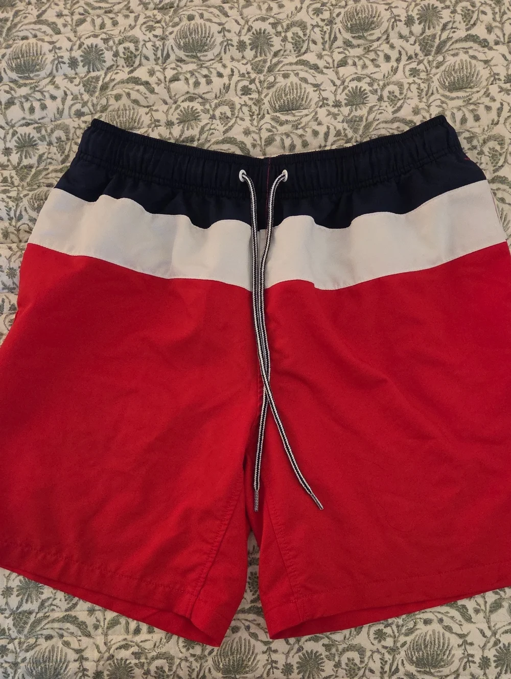 Speedo Navy Swim Trunks with Red Stitching